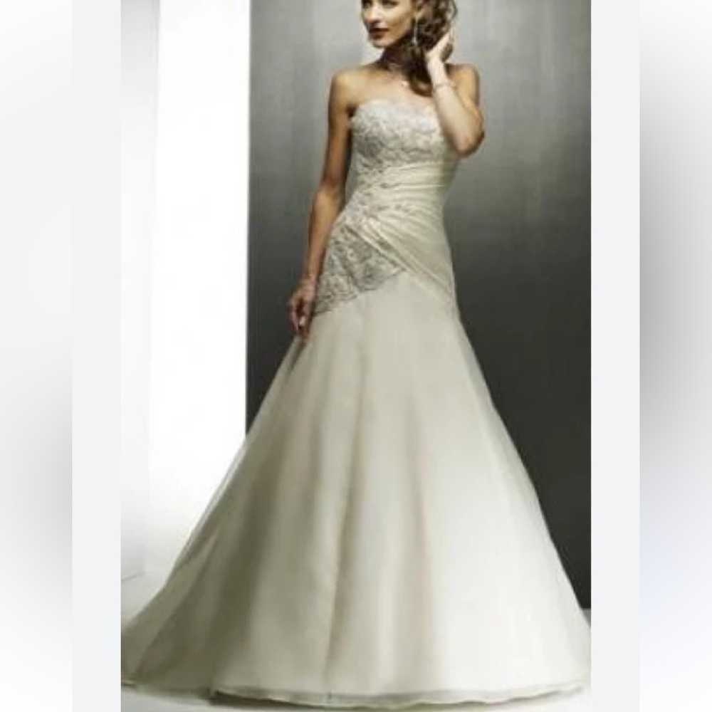 Maggie Sottero Elegant Cream Strapless Gown